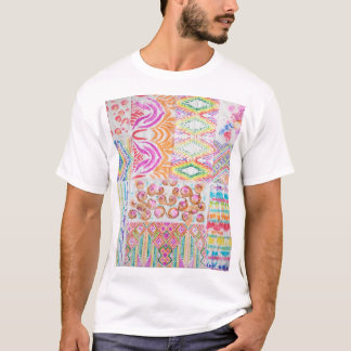 Abstraktes Patchwork, Aquarellmuster gefärbte Kraw T-Shirt