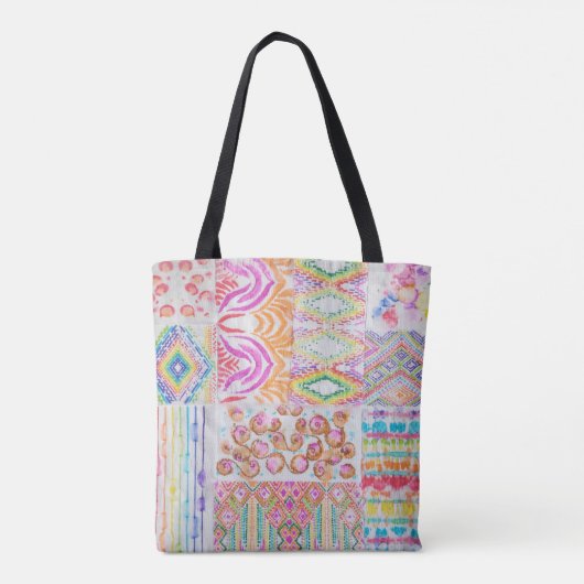 Abstraktes Patchwork, Aquarellmuster gefärbte Kraw Tasche (Rückseite)