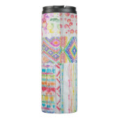 Abstraktes Patchwork, Aquarellmuster gefärbte Kraw Thermosbecher (Rückseite)