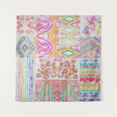 Abstraktes Patchwork, Aquarellmuster gefärbte Kraw Wandteppich (Vorderseite)