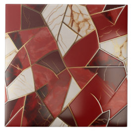 Abstraktes Patchwork aus Red-Gold-Marmor Fliese