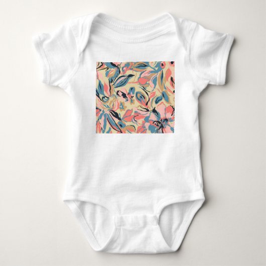 Abstraktes Patchwork: geometrische Blumencreme. Baby Strampler (Vorderseite)