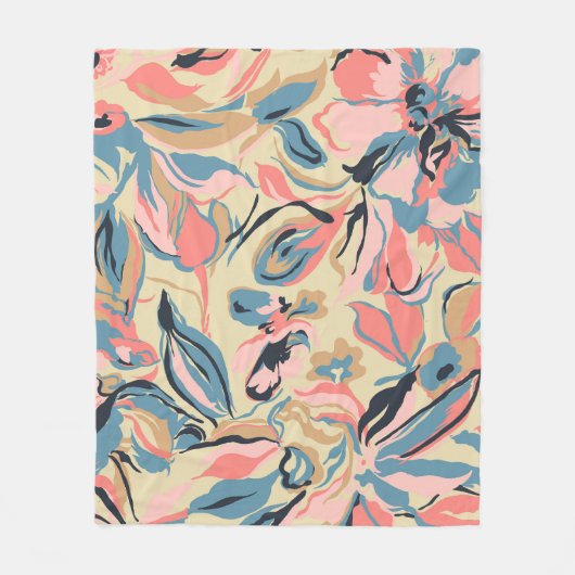 Abstraktes Patchwork: geometrische Blumencreme. Fleecedecke (Vorderseite)