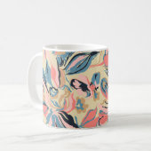 Abstraktes Patchwork: geometrische Blumencreme. Kaffeetasse (Vorderseite Links)