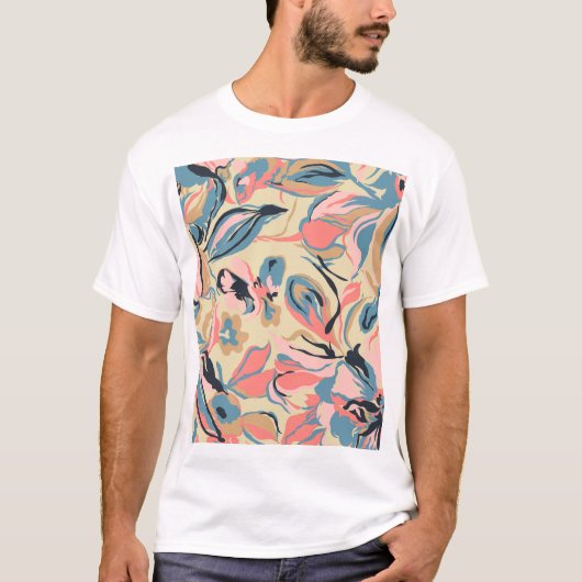 Abstraktes Patchwork: geometrische Blumencreme. T-Shirt (Vorderseite)