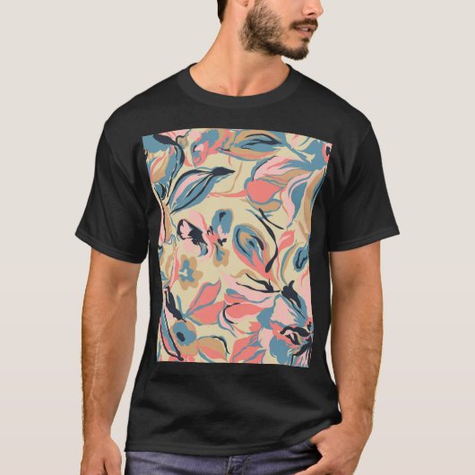 Abstraktes Patchwork: geometrische Blumencreme. T-Shirt (Vorderseite)
