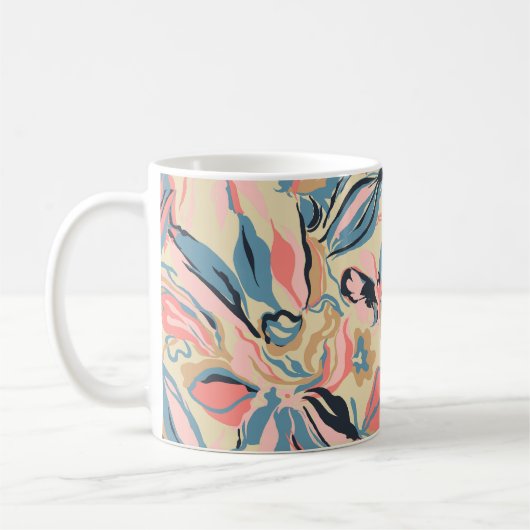 Abstraktes Patchwork: geometrische florale Creme. Kaffeetasse (Links)