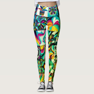 Abstraktes Patchwork-Kunst-Paar aus maßgeschneider Leggings