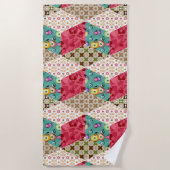 Abstraktes Patchwork-Quilt-Stöpsel Strandtuch (Vorderseite)