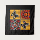 Abstraktes Patchwork-Quilting Retro-Vintage-Muster Wandteppich (Vorderseite (Horizontal))