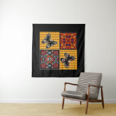 Abstraktes Patchwork-Quilting Retro-Vintage-Muster Wandteppich (Beispiel (Horizontal))