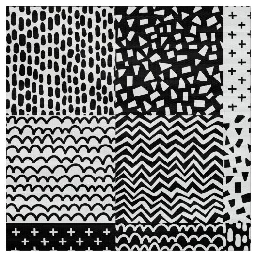 Abstraktes Patchwork - Schwarzweiß Stoff (Muster)