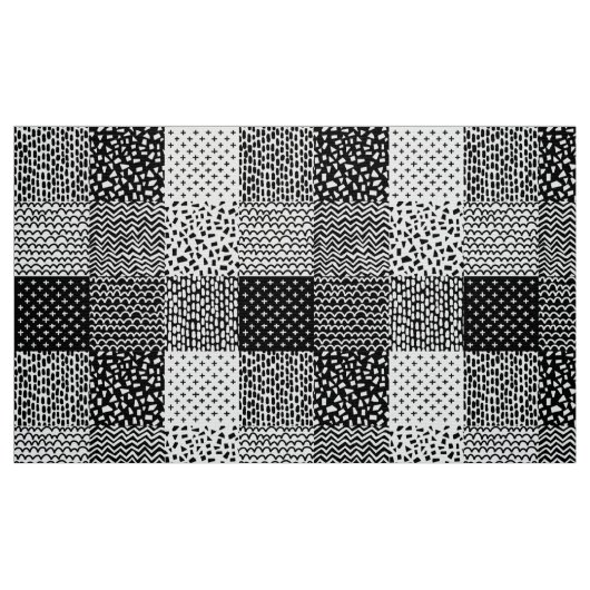 Abstraktes Patchwork - Schwarzweiß Stoff (Fat Quarter (45,7 x 55,9 cm))