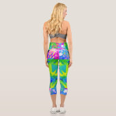 Abstraktes Patchwork Sonnenblumengarten Collage Capri Leggings (Rückseite)