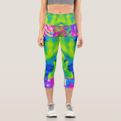 Abstraktes Patchwork Sonnenblumengarten Collage Capri Leggings (Vorderseite)