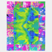 Abstraktes Patchwork Sonnenblumengarten Collage Fleecedecke (Vorderseite)