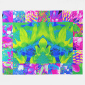 Abstraktes Patchwork Sonnenblumengarten Collage Fleecedecke (Vorderseite (Horizontal))