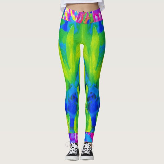 Abstraktes Patchwork Sonnenblumengarten Collage Leggings (Vorderseite)
