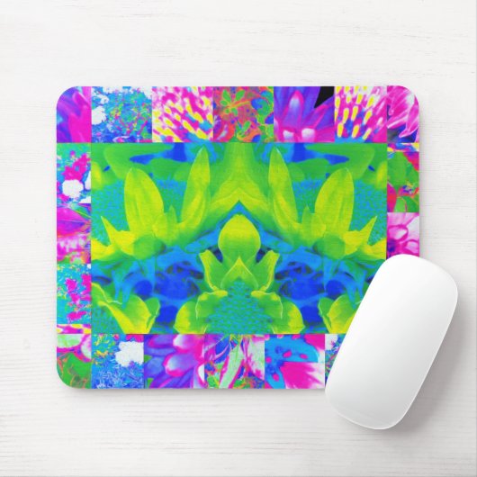 Abstraktes Patchwork Sonnenblumengarten Collage Mousepad (Mit Mouse)