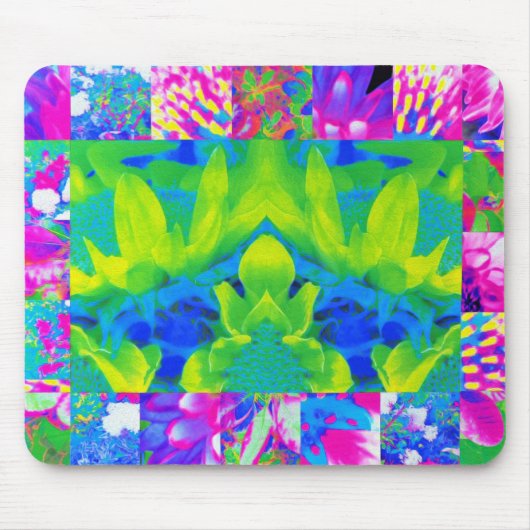 Abstraktes Patchwork Sonnenblumengarten Collage Mousepad (Vorne)