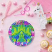 Abstraktes Patchwork Sonnenblumengarten Collage Pappteller (Party)