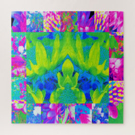 Abstraktes Patchwork Sonnenblumengarten Collage Puzzle