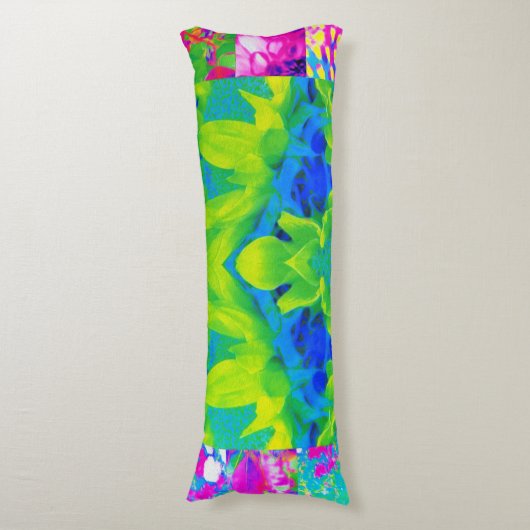 Abstraktes Patchwork Sonnenblumengarten Collage Seitenschläferkissen (Vorderseite Vertikal)