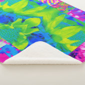Abstraktes Patchwork Sonnenblumengarten Collage Sherpadecke (3/4)