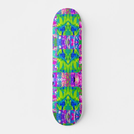 Abstraktes Patchwork Sonnenblumengarten Collage Skateboard (Vorne)