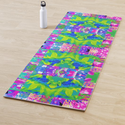 Abstraktes Patchwork Sonnenblumengarten Collage Yogamatte (Beispiel)