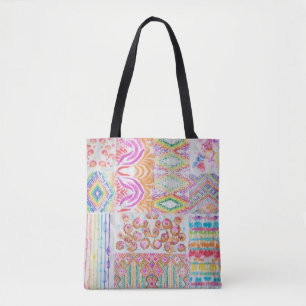 Abstraktes Patchwork, Wasserfarbe-Tie-Dye-Muster. Tasche