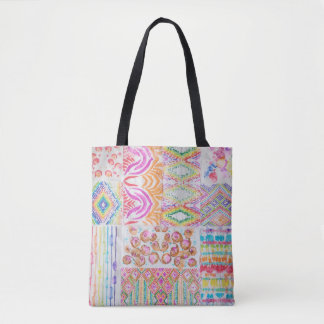 Abstraktes Patchwork, Wasserfarbe-Tie-Dye-Muster. Tasche