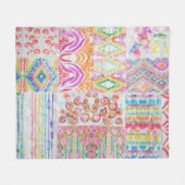 Abstraktes Patchwork, Wasserfarbene Tie-Dye-Muster Fleecedecke (Vorderseite (Horizontal))