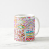 Abstraktes Patchwork, Wasserfarbene Tie-Dye-Muster Kaffeetasse (VorderseiteRechts)