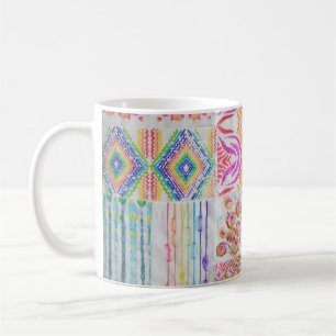 Abstraktes Patchwork, Wasserfarbene Tie-Dye-Muster Kaffeetasse