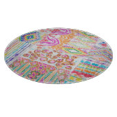 Abstraktes Patchwork, Wasserfarbene Tie-Dye-Muster Schneidebrett (Ecke)