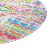 Abstraktes Patchwork, Wasserfarbene Tie-Dye-Muster Schneidebrett (Ecke)