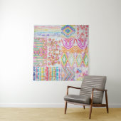 Abstraktes Patchwork, Wasserfarbene Tie-Dye-Muster Wandteppich (Beispiel (Horizontal))