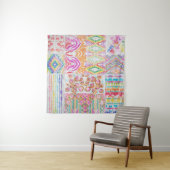 Abstraktes Patchwork, Wasserfarbene Tie-Dye-Muster Wandteppich (Beispiel)