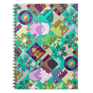 Abstraktes Patchwork Weihnachtsdesign Silvestersym Notizblock