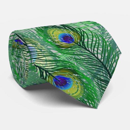 Abstraktes Peacock Feathers-Muster Krawatte (Gerollt)
