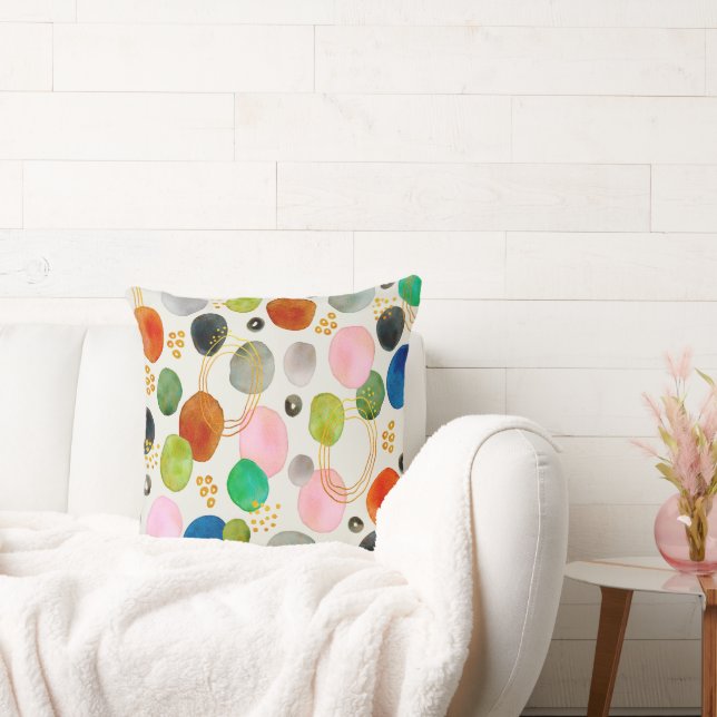 Abstraktes Pebble Gold Glitzer Art Kissen (Liege)