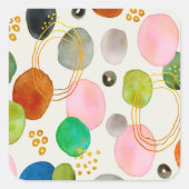 Abstraktes Pebble Gold Glitzer Art Quadratischer Aufkleber (Vorderseite)