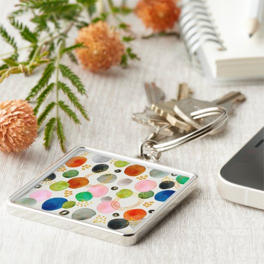 Abstraktes Pebble Gold Glitzer Art Schlüsselanhänger (Seite)