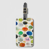Abstraktes Pebble Watercolor Art Monogram Gepäckanhänger (Vorderseite Vertikal)