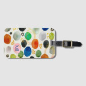 Abstraktes Pebble Watercolor Art Monogram Gepäckanhänger (Vorderseite (Horizontal))