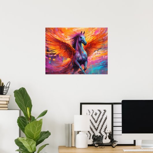 Abstraktes Pegasus Pferd-Gemälde Poster (Heimbüro)