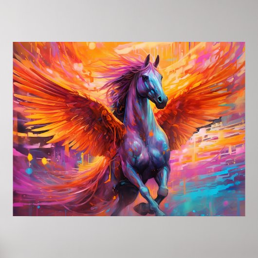 Abstraktes Pegasus Pferd-Gemälde Poster (Vorne)