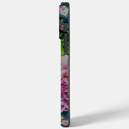 Abstraktes Peony Aquarell Boho Retro Case-Mate iPhone Hülle (Rückseite / Links)