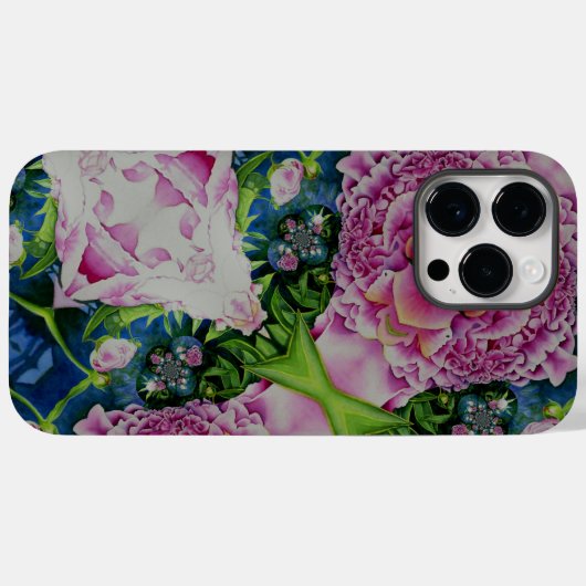 Abstraktes Peony Aquarell Boho Retro Case-Mate iPhone Hülle (Rückseite (Horizontal))